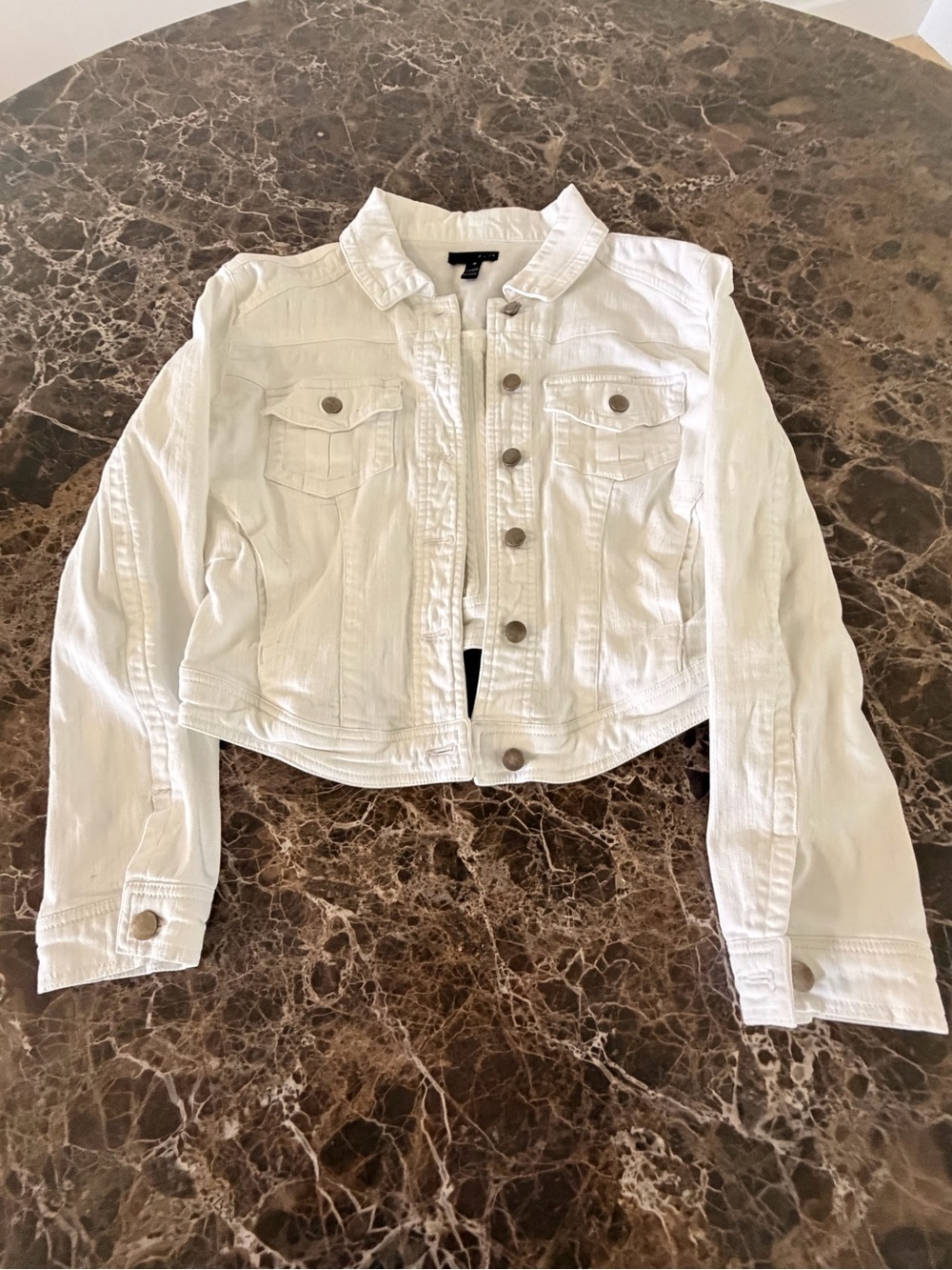 Aqua White Cropped Denim Jacket